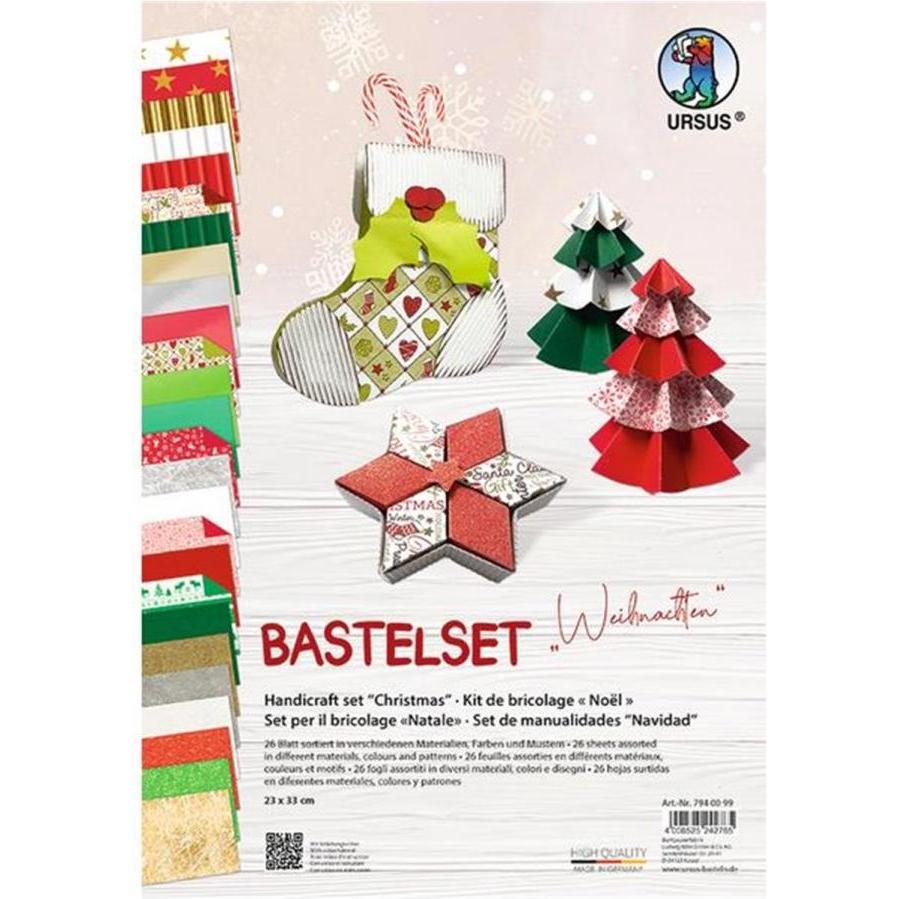Ursus Bastelset Weihnachten 23 x 33 cm, 26 Blatt, Mehrfarbig