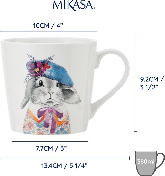 Actual product image Mikasa Tipperleyhill Rabbit Print Porcelain Mug, 380ml (380 ml, 1x)