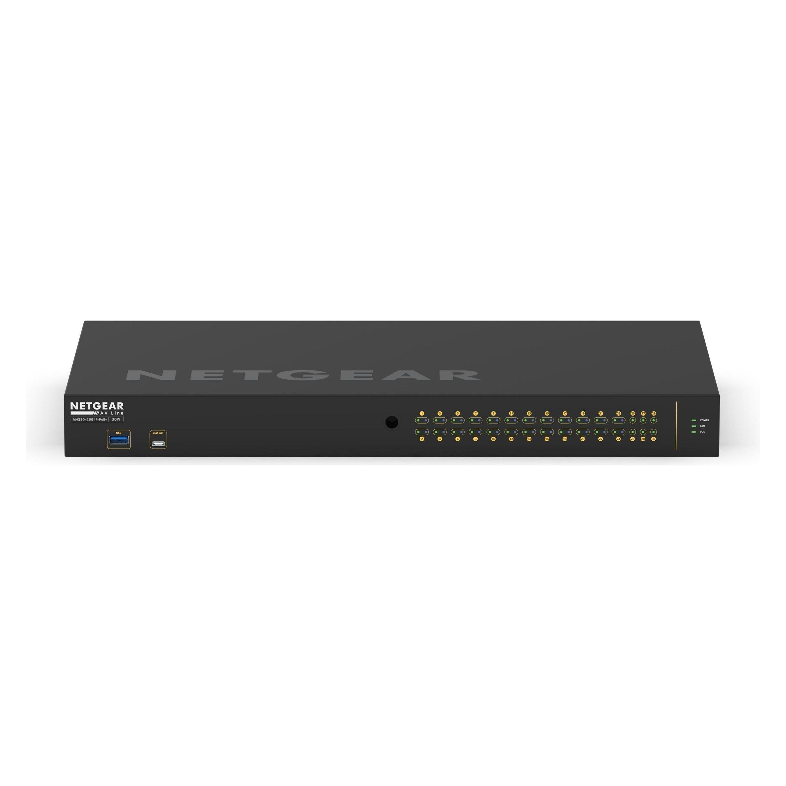 Netgear M4250-26G4F-PoE+ (26 Ports), Netzwerk Switch, Schwarz