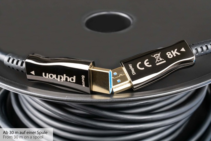 Image du produit Python Câble AOC Hybrid Ultra-High-Speed HDMI 2.1, 8K @60Hz / 4K @120Hz, 48 GBit/s, noir, 10m (10 m, HDMI)
