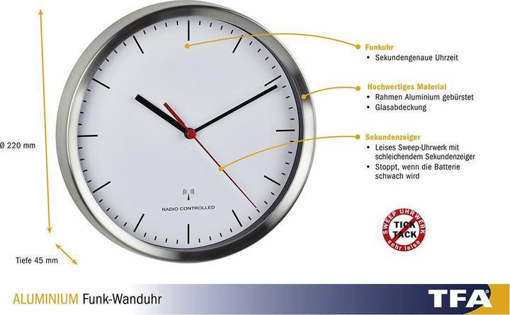 Produktbild TFA Funk-Wanduhr (22 cm)