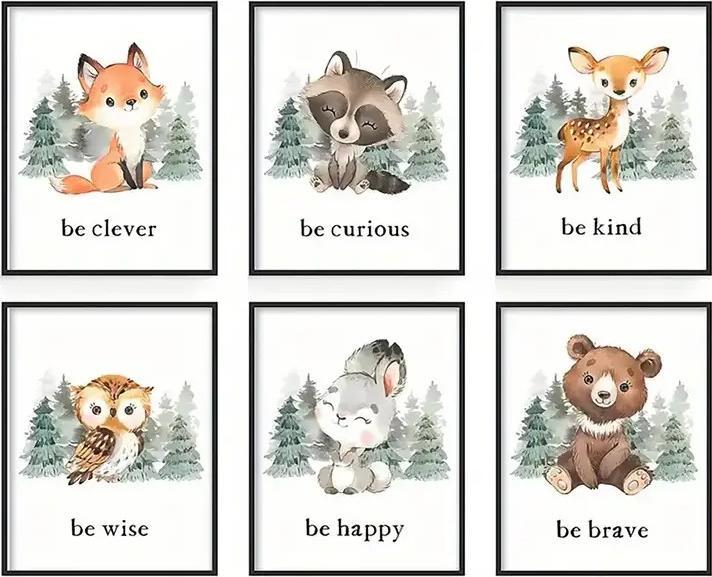 Actual product image ASMI 6 pieces of cute forest animals (25 x 20 cm)