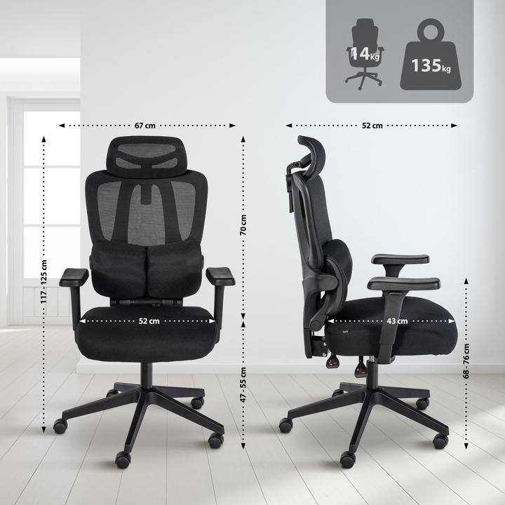 Image du produit CLP Chaise de bureau Altamont réglable en hauteur pivotante ergonomique avec appuie-tête