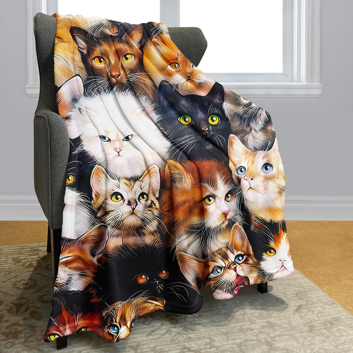 Produktbild Yisumei Kuscheldecke mit Katzenmotiv (100 x 150 cm)