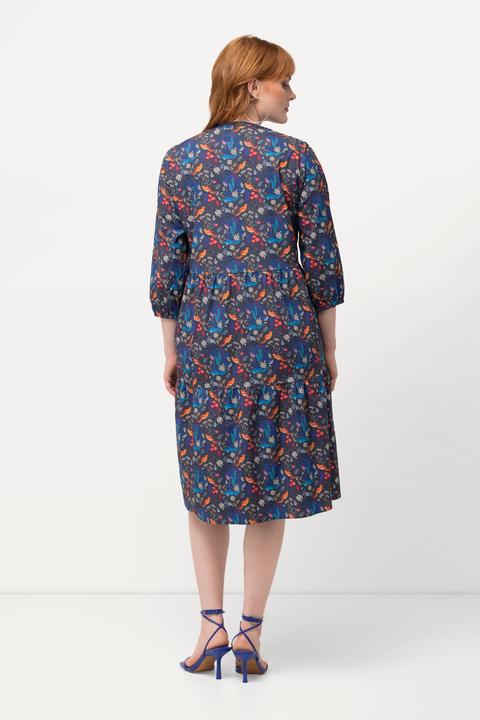 Produktbild Ulla Popken Tunikakleid, Paradiesvögel, V-Ausschnitt, 3/4-Arm (60)