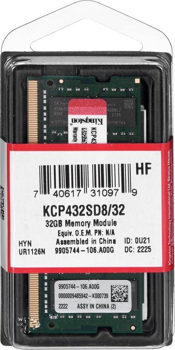 Produktbild Kingston KCP432SD8/32 (1 x 32GB, 3200 MHz, DDR4-RAM, SO-DIMM)