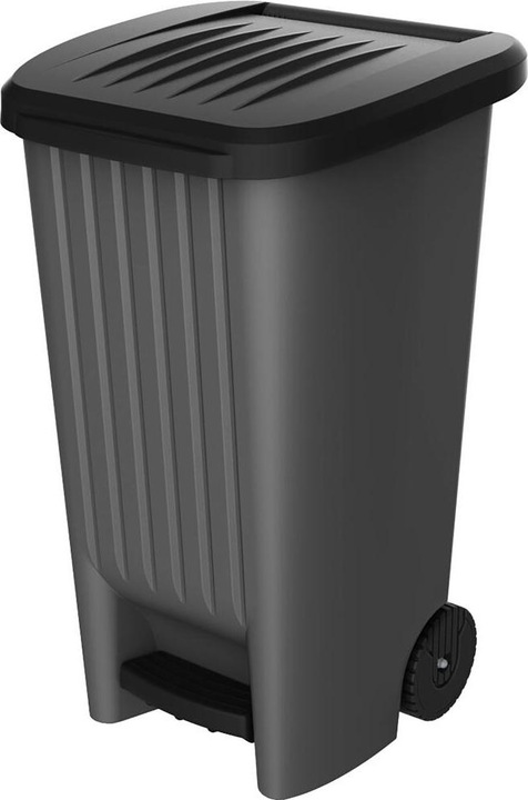 Produktbild EDA Mülleimer 100 l auf Rollen - mit Pedal - für 100 l Beutel - 50 x 48,6 x 83,5 cm - Anthrazit (90 l)