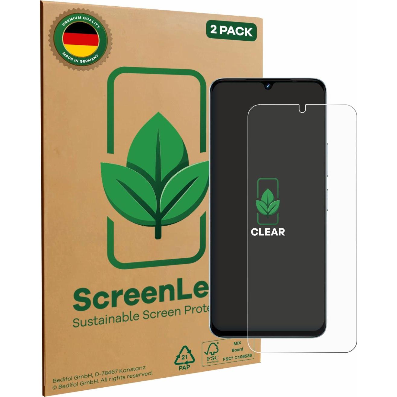 ScreenLeaf Schutzfolie nachhaltiger Displayschutz Display Schutz Folie Klar Transparent (2 Stück, Umidigi G100), Smartph...