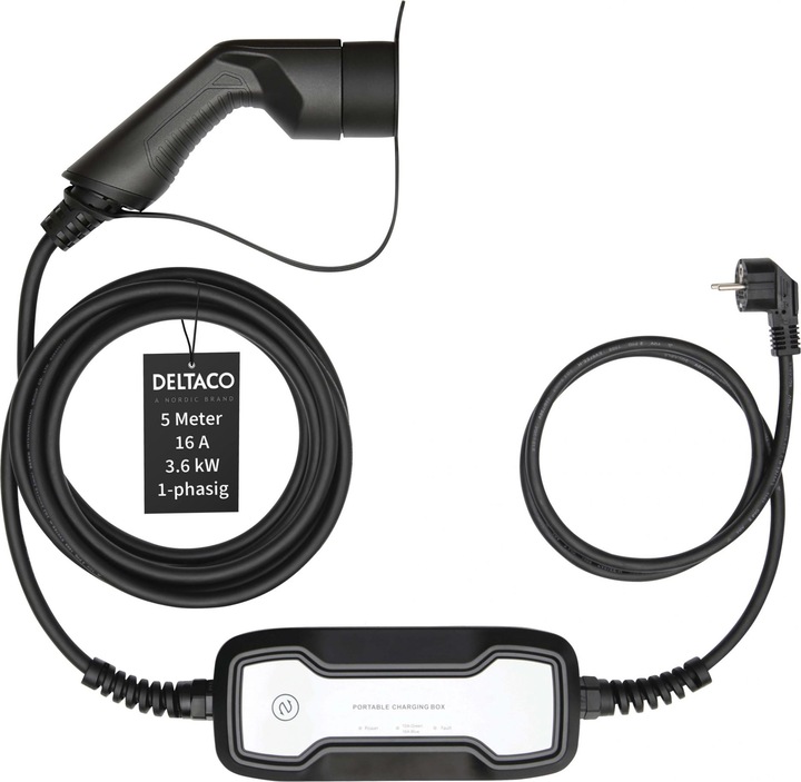 Image du produit Deltaco Câble de recharge EV (CEE 7/7, 3.60 kW, 16 A, 5 m)