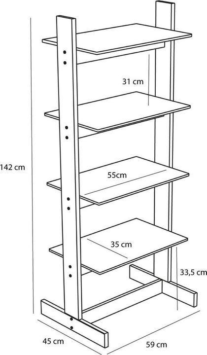 Produktbild Hübsch Forma Regal Naturfarben (45 x 59 x 142 cm)