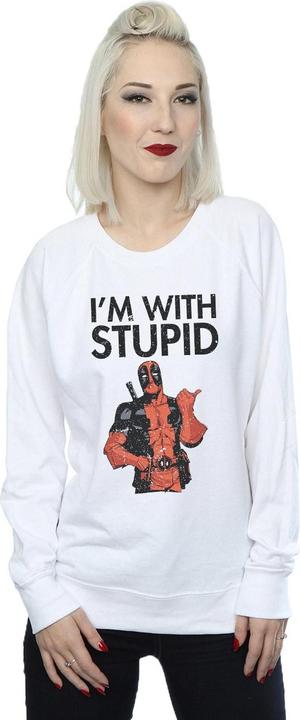 Actual product image Womens/Ladies Deadpool I'm With Stupid Sweatshirt (M)