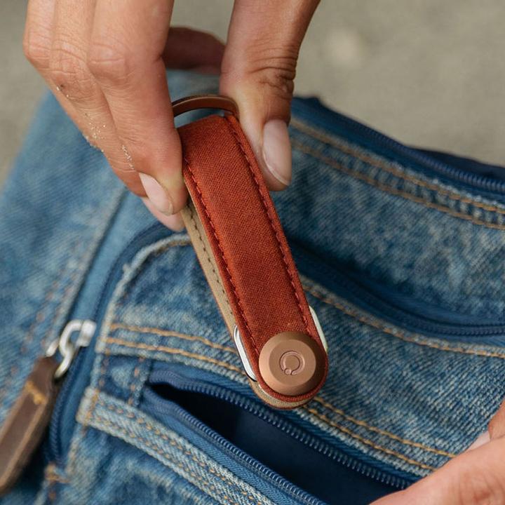 Actual product image Orbitkey Waxed Canvas Key Organiser - Brick Red
