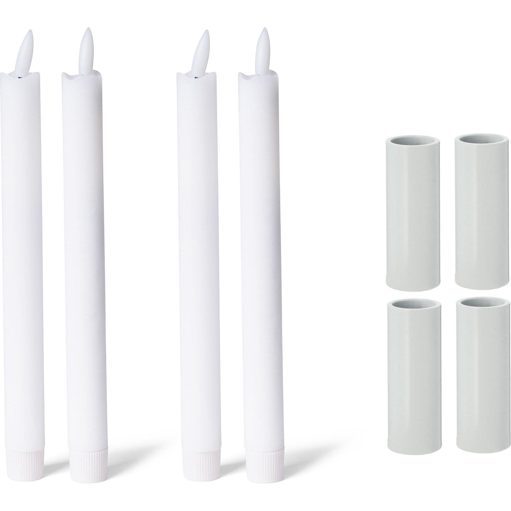 Novaliv, Kerzenständer, 4x Kerzenständer magnetisch 2,8x5cm WEISS mit LED-Kerzen Premium Echtwachs Tafelkerze