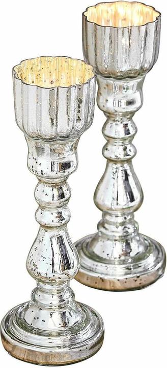 Actual product image Loberon Kerzenständer 2er Set Velanor antiksilber (H, 10 cm)