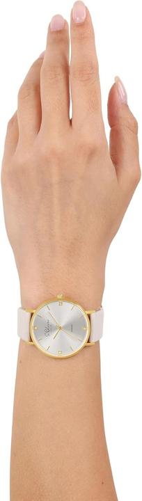 Actual product image s.Oliver Women's Diamond Watch with Leather Strap, Gold, Waterproof to 3 Bar, Gift Box (Watch with gemstone)