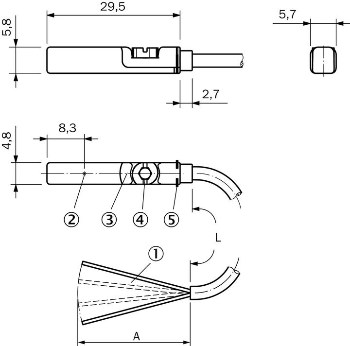 Produktbild Sick Magnetsensor 10mm 5-30V AC/DC 1Z PVC 3-adriges Kabel 2m RZT7-03ZRS-KW0 (1070852) (Sensor)