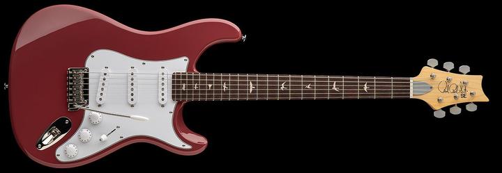 Actual product image PRS SE Silver Sky | Derby Red (Electric guitar, Maple, Nickel, Poplar, Rosewood, Synthetic bone)