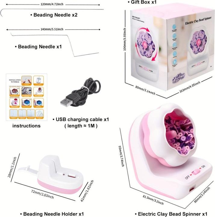Produktbild Activity Board 2400pcs Clay Bead Bracelet Making Kit mit elektrischen Spinner - USB Powered, einfache DIY