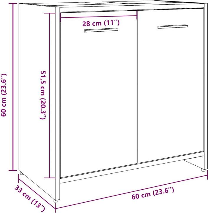 Produktbild vidaXL Waschbeckenschrank (60 x 33 x 60 cm)