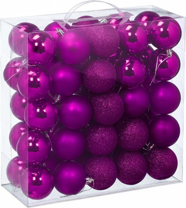 Productafbeelding Relaxdays - Weihnachtskugeln im 50er Set, Pink/ Silber, 7 x 6 cm (50x)