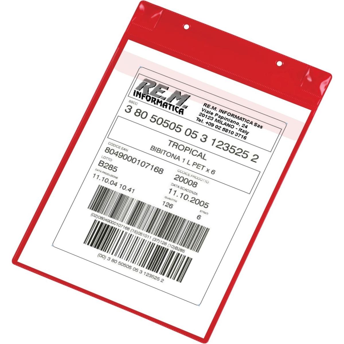 Tarifold, Informationsschild, Kennzeichnungstasche Neodym 170103 A4 rot 5 St./Pack.