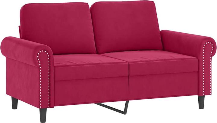 Produktbild vidaXL Sofagarnitur Kissen Sessel Sofa Couch Designsofa 2-tlg. Weinrot Samt (2-Sitzer)