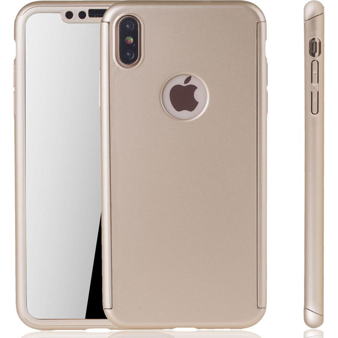 König Design Hülle Handy Schutz für Apple iPhone XS Max Full Case Cover Displayschutz Gold (Apple iPhone XS Max), Smartp...
