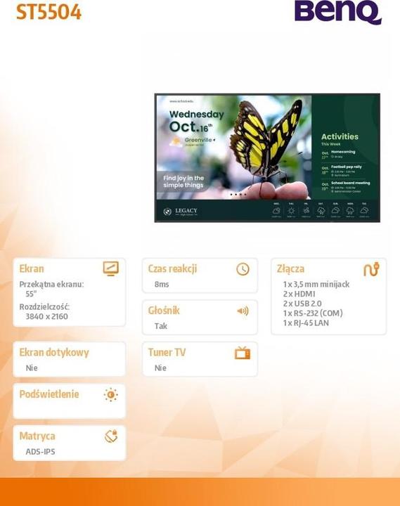 Produktbild BenQ ST5504 55IN 1397CM LFD LED (3840 x 2160 Pixel, 55")