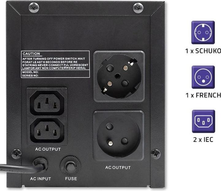 Produktbild Qoltec Zasilacz awaryjny UPS | Monolith | 1200VA | 720W (1200 VA, 720 W, Line-Interaktiv USV)