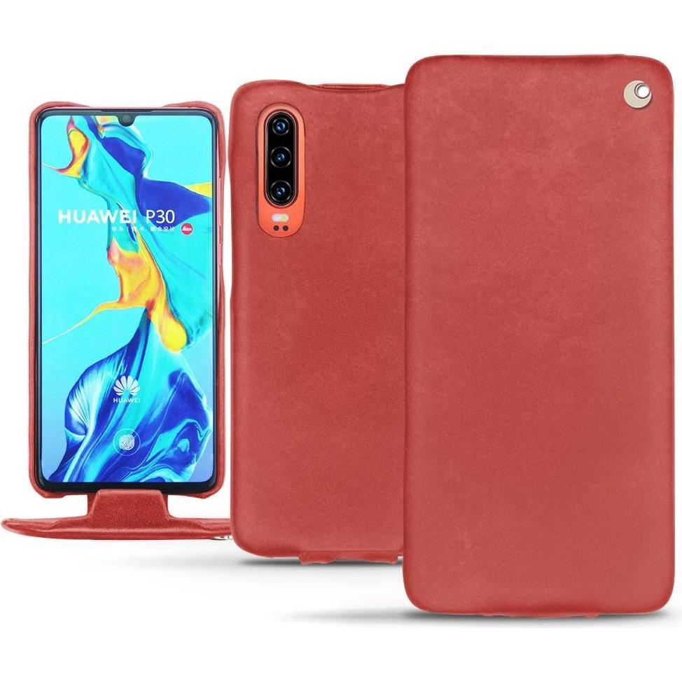 Noreve Lederschutzhülle vertikal (Huawei P30), Smartphone Hülle, Rot