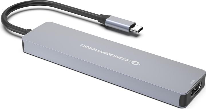 Actual product image Conceptronic 7-1 Dock USB-C->HDMI/USB-C/2xUSB-A/+ 25cm gr (USB-C, 7 ports)