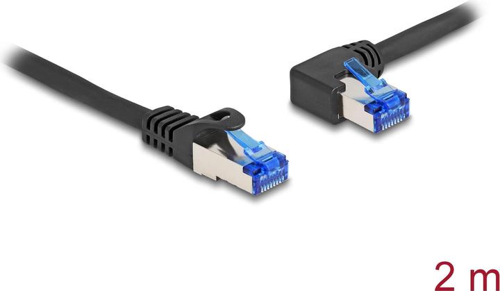 Delock Câble réseau RJ45 Cat.6A S/FTP droit / gauche coudé 2 m noir (S/FTP, CAT6a, 2 m)