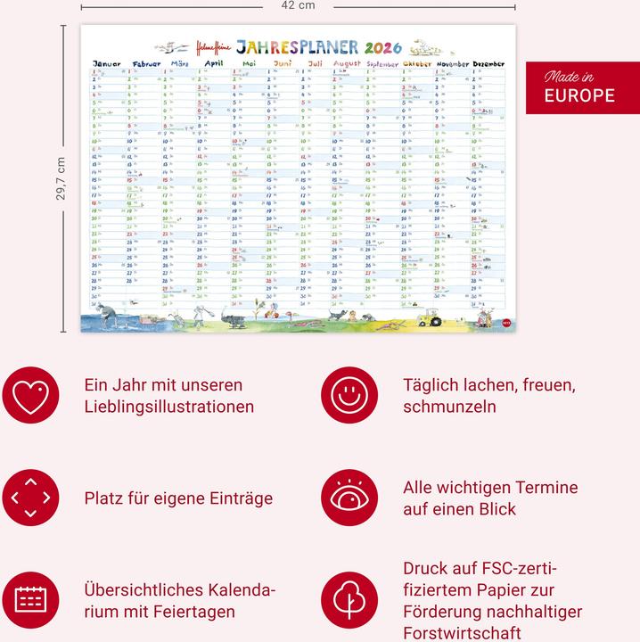 Actual product image Helme Heine: Tafelkalender A3 2026 (A3)