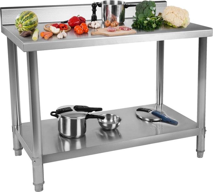 Image du produit Royal Catering Edelstahl Arbeitstisch Edelstahltisch Zerlegetisch 150 x 60 cm Aufkantung 159 kg
