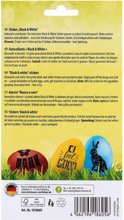 Actual product image Heitmann Easter Sticker Black & White (36 x, 11 x 19 cm)