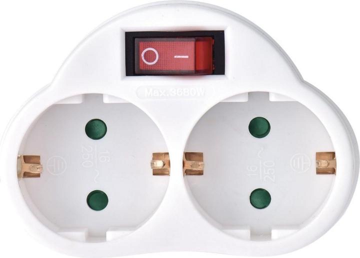 Actual product image Perel Adapter socket - On/off switch - Earthing contact (CEE 7/3, 2 x)