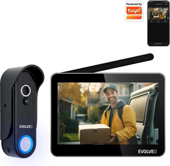 Evolveo DoorPhone W7, Sada domácího bezdrátového videotelefonu s WiFi černý monitor (Wi-Fi, Wireless)