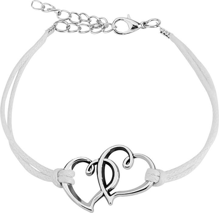 Immagine prodotto Star Piercing Bracciale in similpelle bianca con due cuori (senza ottone, Ecopelle)