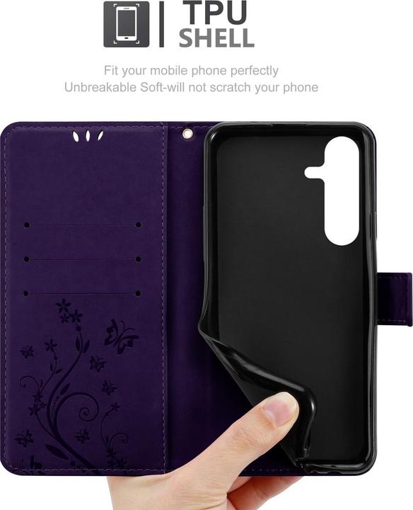Actual product image Cadorabo Case for Samsung Galaxy S25 Plus Flower Book (Samsung Galaxy S25)