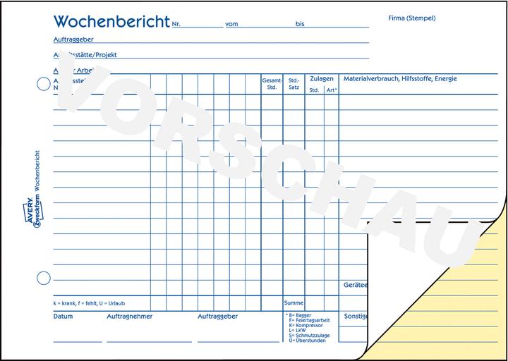 Nährwerte und Zutaten Avery Wochenbericht (40 x)
