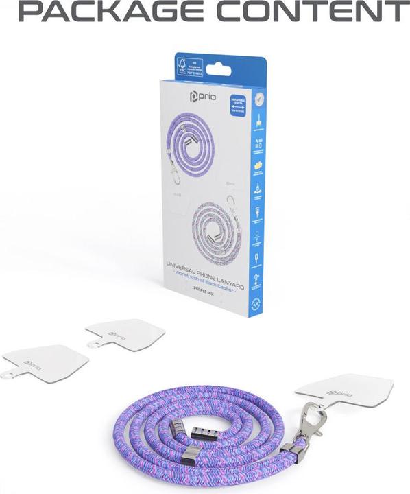 Produktbild prio Universelles Handy-Umhängeband 0,7m lila-mix