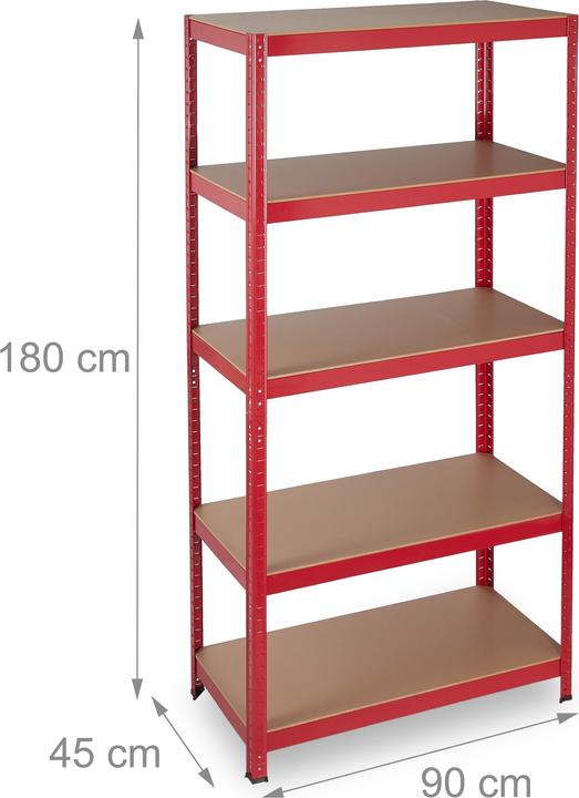 Actual product image Relaxdays Heavy-duty Shelving Unit Red