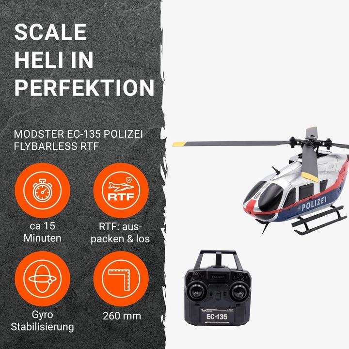 Produktbild Modster EC-135 Polizei Österreich Scale RC Hubschrauber Elektro RTF