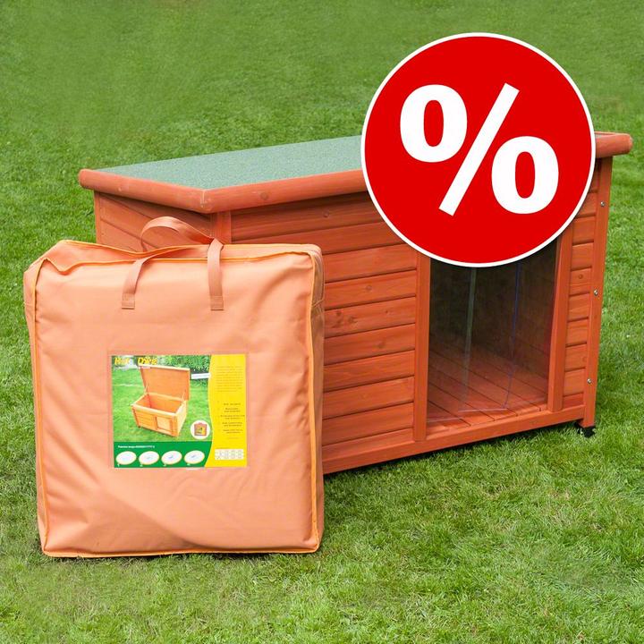 Produktbild zooplus Hundehütte Woody Flachdach mit passender Isolierung Grösse