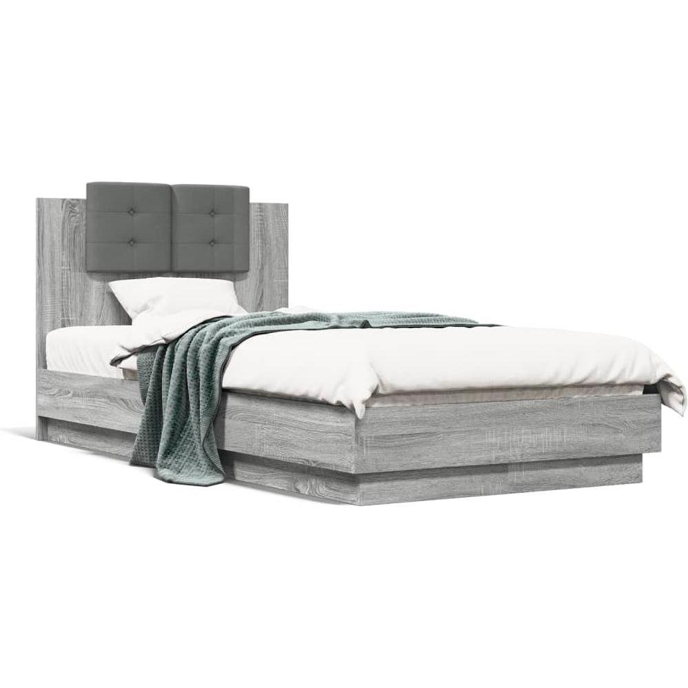 VidaXL, Bett, Bettgestell mit Kopfteil und LED-Leuchten (90 x 200 cm)