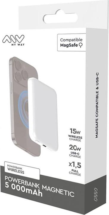 Produktbild My Way Powerbank Magsafe 5000mah Blanc (5000 mAh, 18 W)