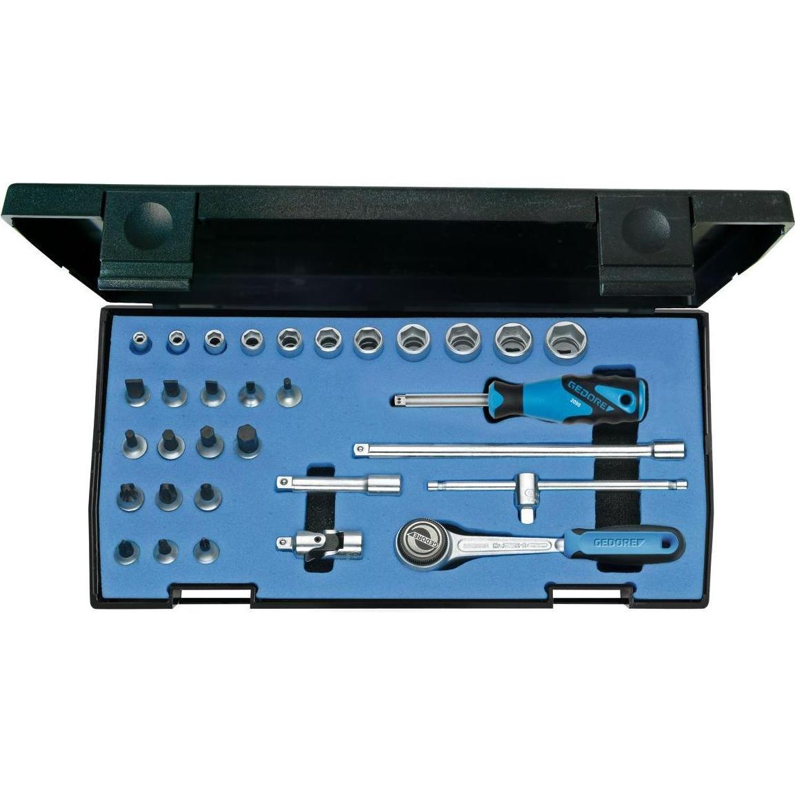 Gedore, Steckschlüssel + Stecknuss, 20 IMU-3 Steckschlüssel-Satz 1/4" 32-teilig 6-kant IN-IS-PH-PZ (14 mm, 7 mm, 8 mm, 5...