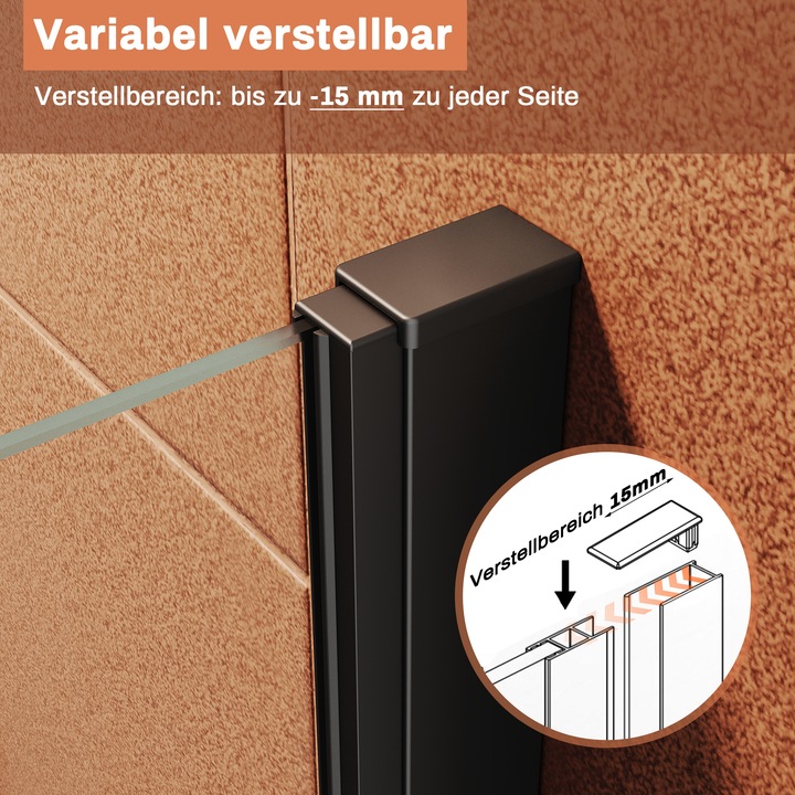 Produktbild SONNI Duschkabine mit Eckeinstieg, 90 x 90 cm, schwarze Dusche, Höhe 195 cm, mit Schwingtüren 6 mm N (100 cm, 90 cm, 195 cm)