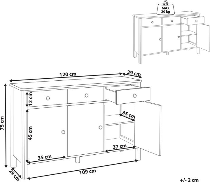 Image du produit Beliani Olate (120 x 39 x 75 cm)
