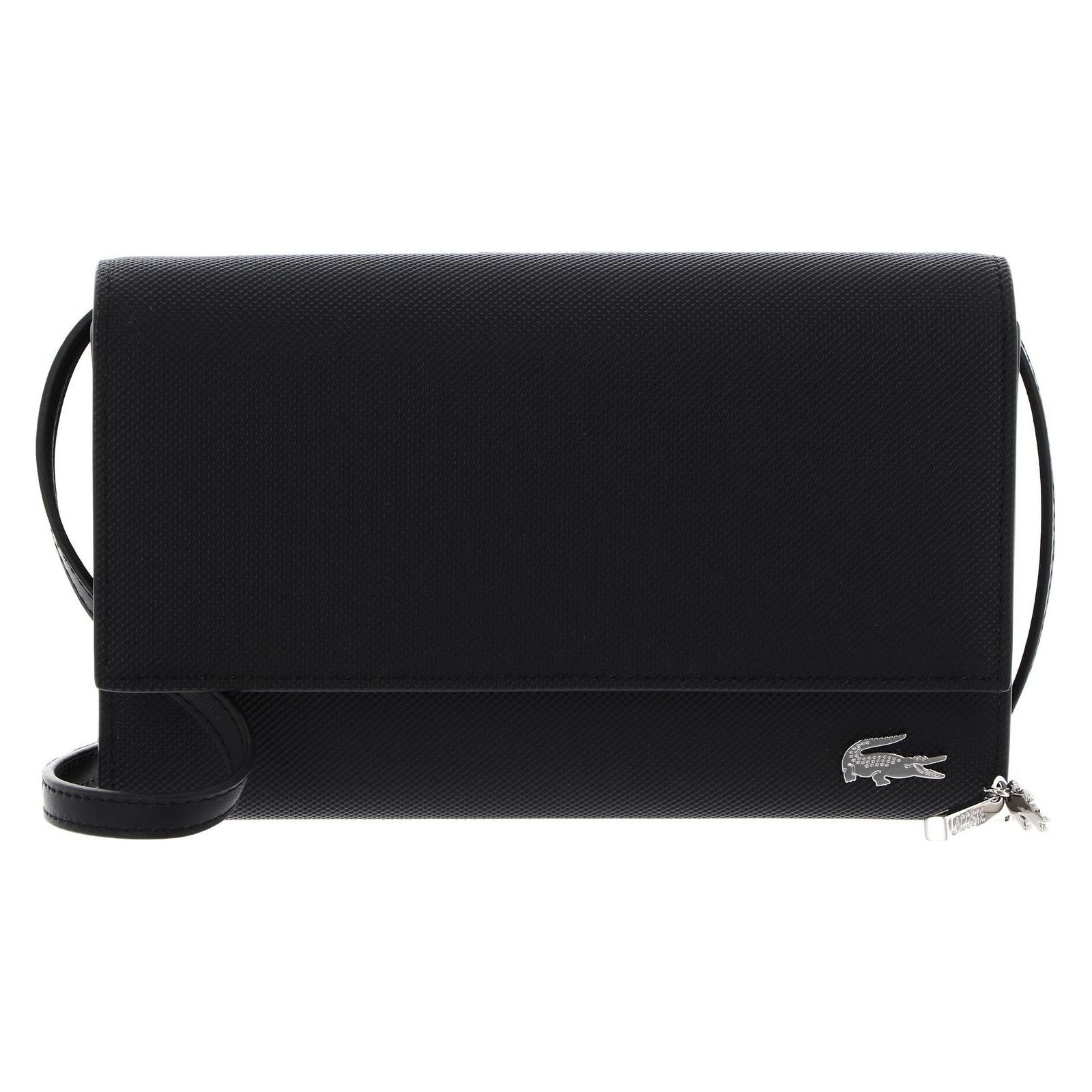 Lacoste, Damen, Handtasche, Daily Lifestyle Flat Crossover Bag With Flap, Schwarz